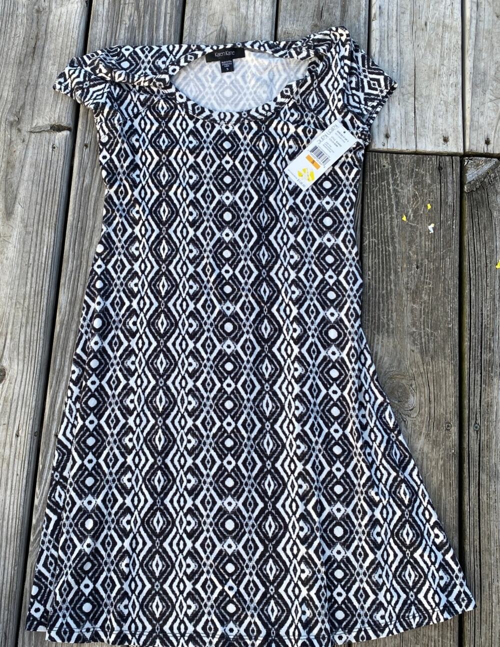 Karen Kane Casual T-Shirt Dress - Black and White - Size S